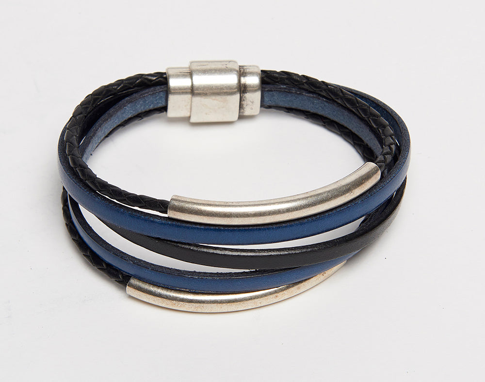 Navy blue leather on sale bracelet