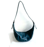 crescent  teal leather bag