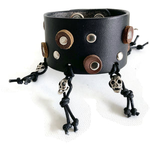 Leather Cuff with skulls