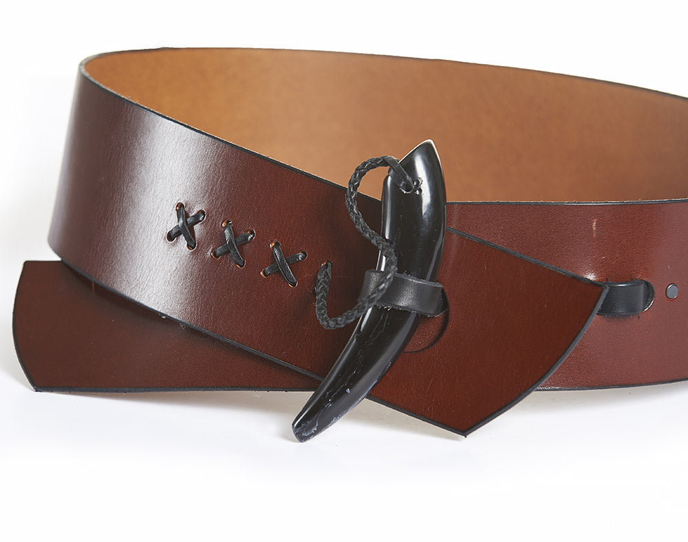 Wide Leather Fashion Hip Belt with Toggle Plus Size Available